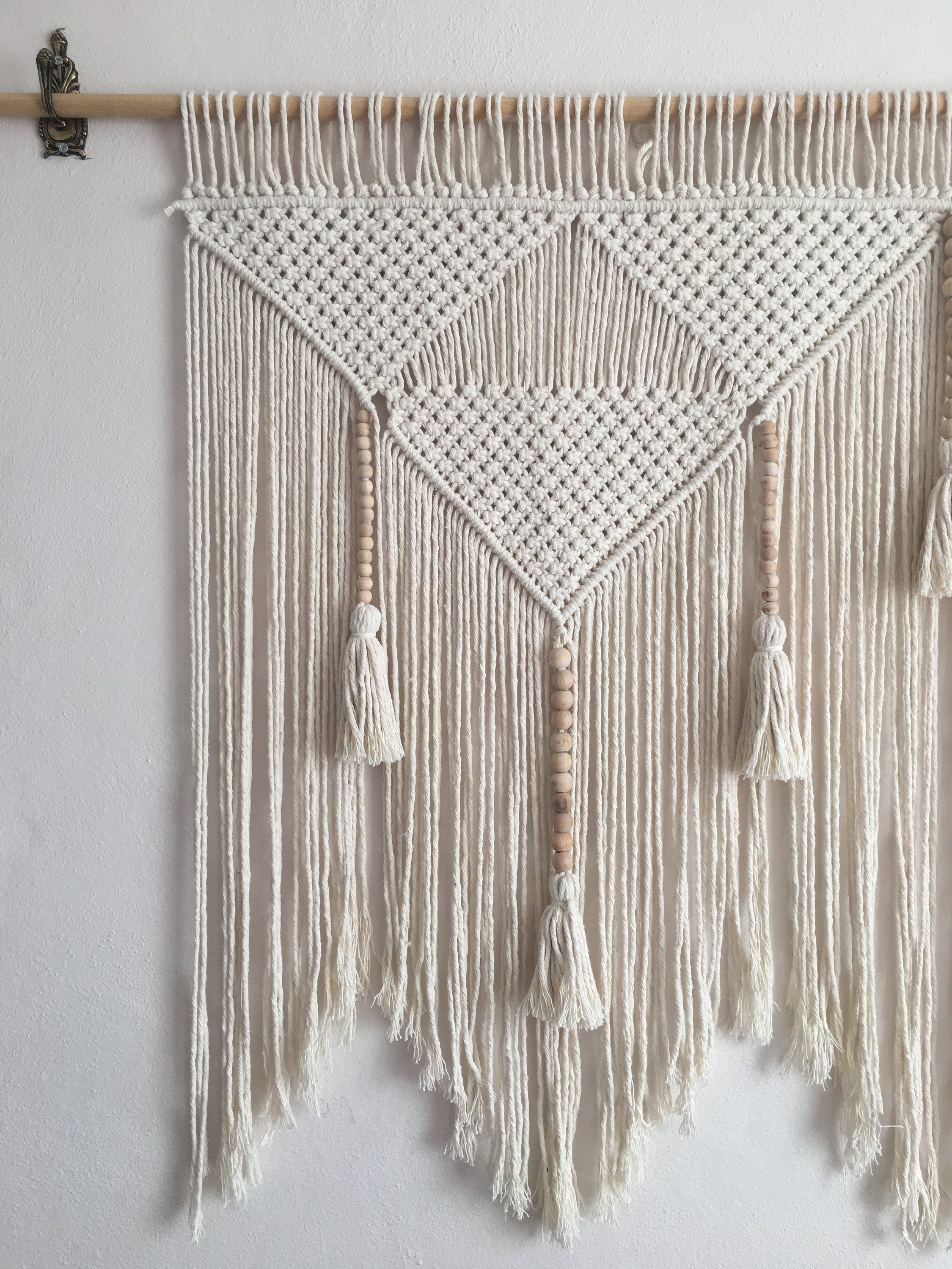 FZHLR Grande Arazzo da Parete in Macramè 110x95cm Boho Arte Moderna e Chic in Cotone Decorazione Per la Casa Parete Nozze Arazzo Macramè Per Camera da Letto Soggiorno Vivaio,Beige A
