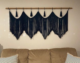 Navy blue Macrame wall hanging, macrame headboard, Home Decor boho tapestry, Bohemian home wall art, bedroom decor