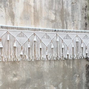 Extra Large macrame window valance, macrame curtain