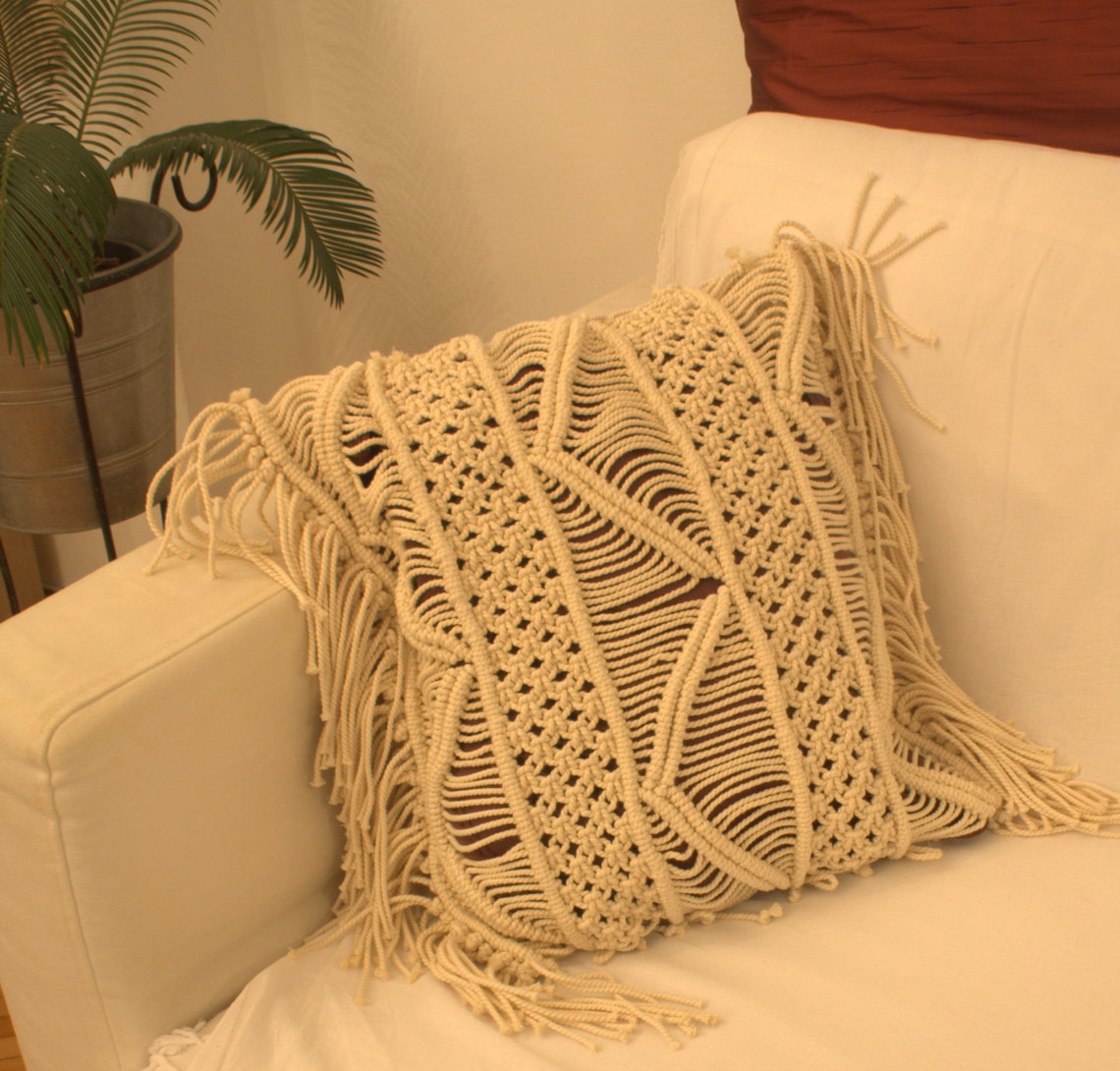 Macrame Pillow Cover Pillow Case Square Macrame Pillow Boho Etsy UK