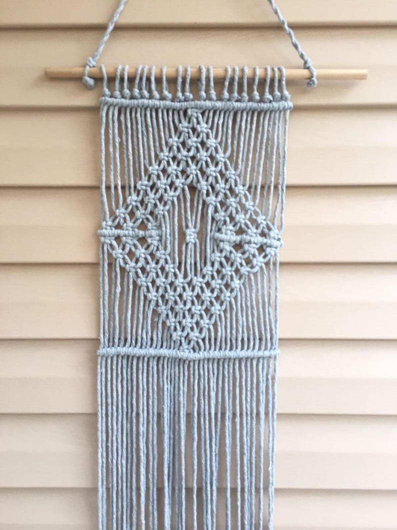 Gray wall decor, macrame wall hanging, woven tapestry, gray home decor, gray wall tapestry image 1