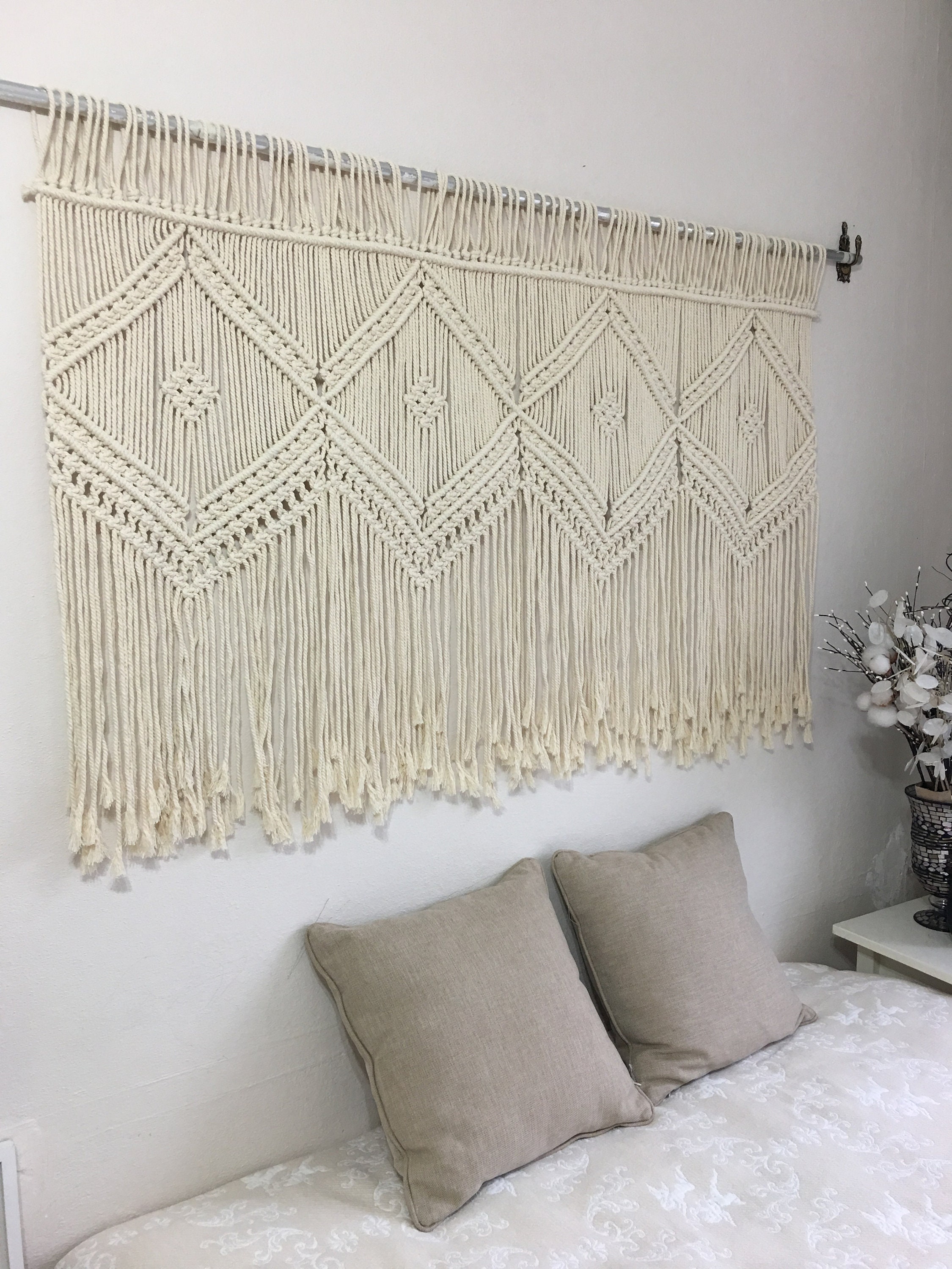 Macrame Wall Hanging Bedroom Headboard Home Decor Tapestry - Etsy Macrame Wall Hanging Bedroom Headboard Home Decor Tapestry - Etsy