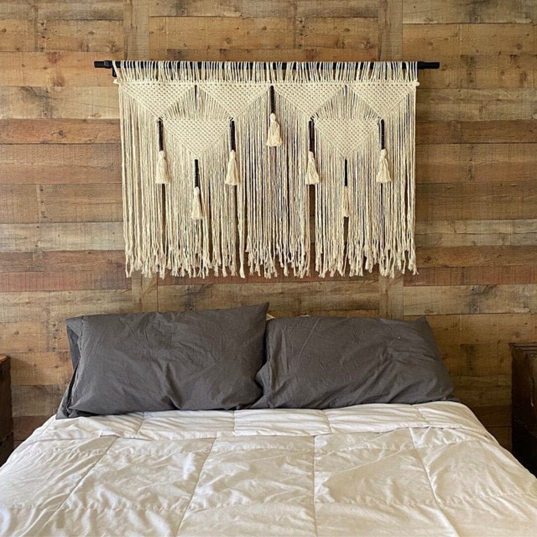 Arazzo Boho Con Nappe E Testo Biblico, 2 Pezzi Con Aste, Decorazione Da Parete Estetica Per Camera Da Letto E Soggiorno, 130x33 Cm