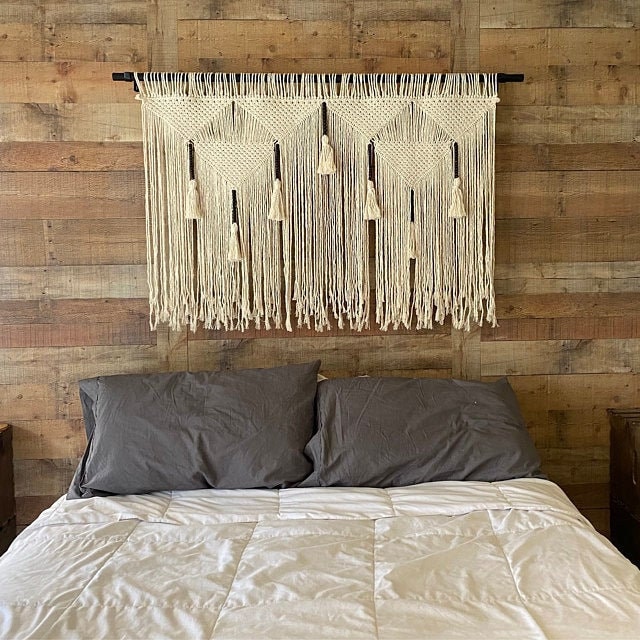Arazzo da Parete in Macramè,Arazzi Tessuti a Mano in Stile Boemo,Arazzo Fatto a Mano Decorazione da Parete Per Soggiorno, Camera da Letto, Matrimonio, Decorazione Natalizia (Marrone