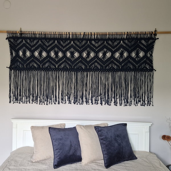 macrame wall hanging, over bed art boho bedroom decor, King headboard