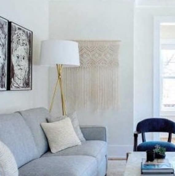 Large Macrame Wall Hanging Boho Living Room Decor Dorm Headboard Wallknots