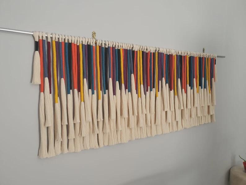 Tapiz de macramé para pared, decoración colorida para el hogar. imagen 20