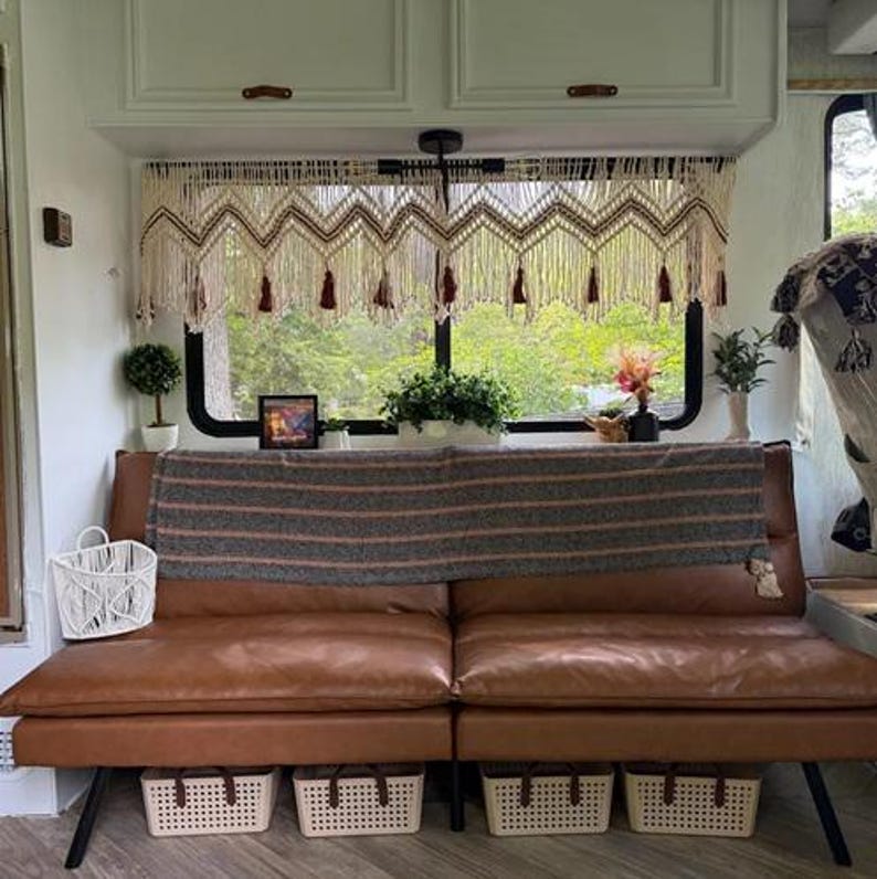 Makramee Fenster Volant - Boho Vorhänge für Wohnzimmer, Küchendekor Bild 16