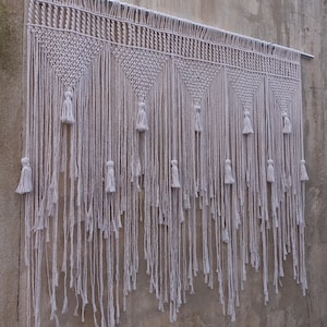 Macrame Wall Hanging Headboard: Earth Tones Bedroom Decor (59x40 inches)