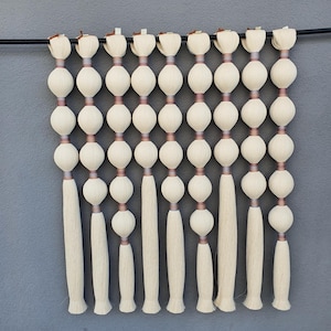boho wall art neutral home decor large tassels fiber hanging