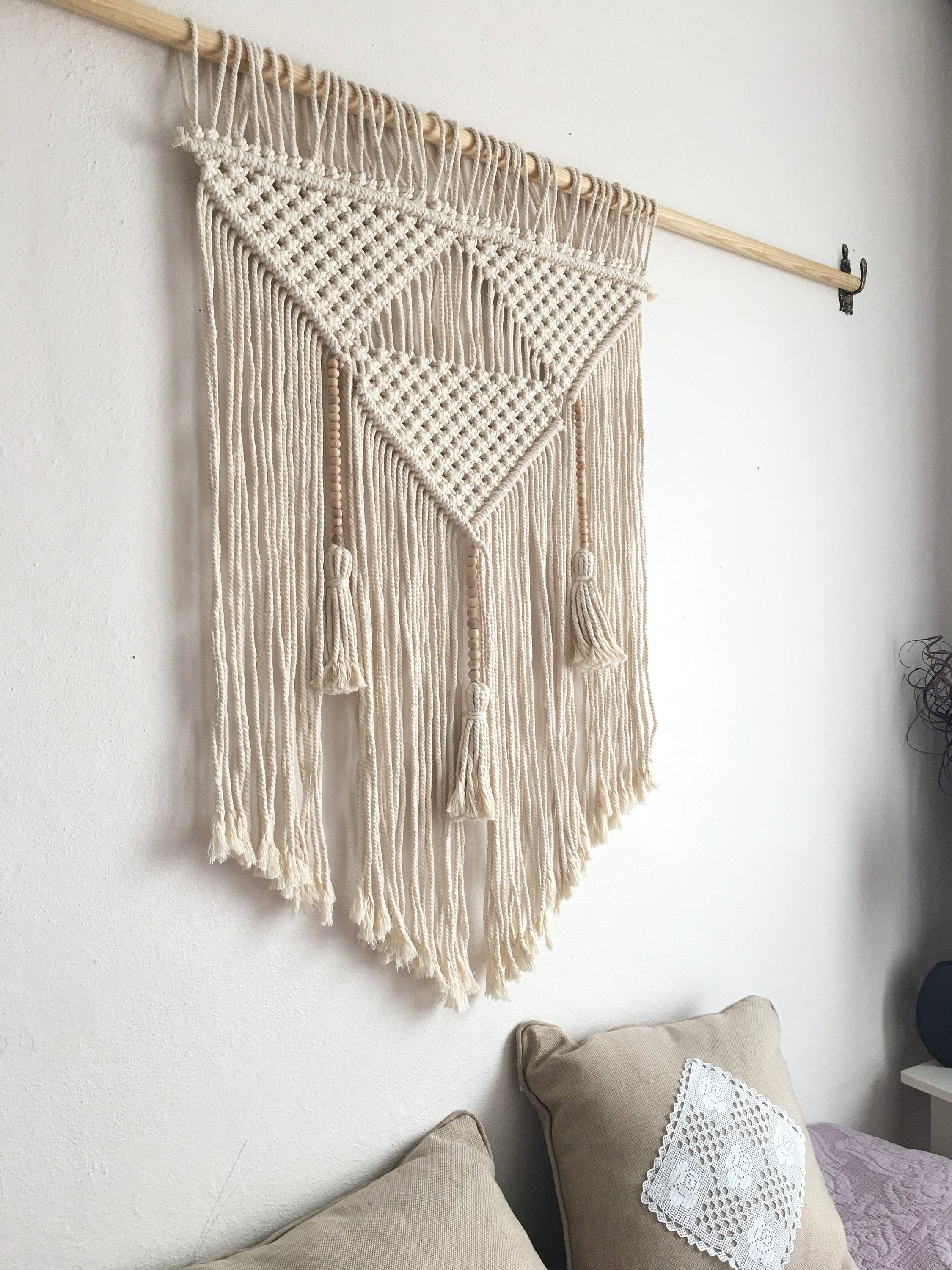 Macrame Wall Hanging Over Bed Wall Decor Tassels Hanging Etsy