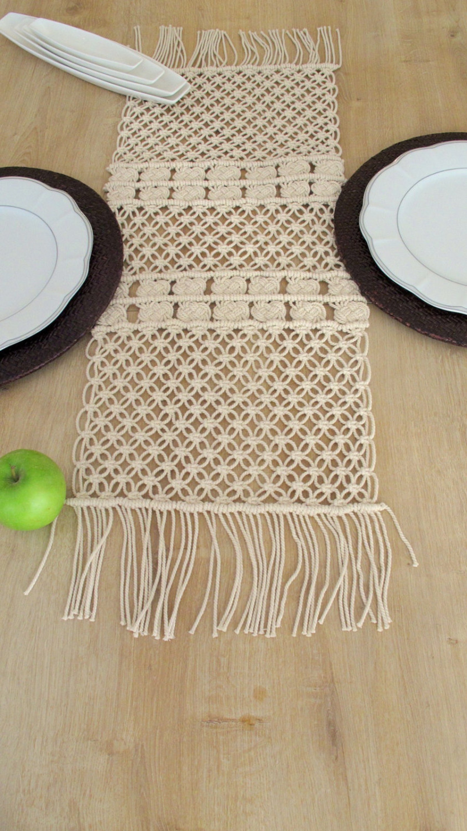Handwoven Macrame Table Runner Love Knot Table Runner Etsy