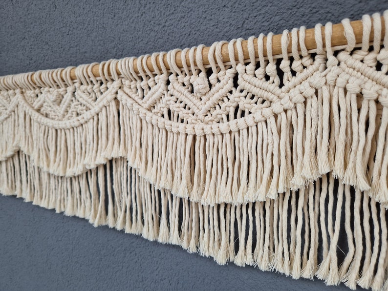 Two Colors Macrame Valance, Kitchen Window Decor, Cafe Curtain, Boho ...
