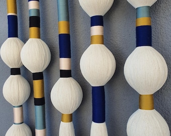 Colorful Fiber Wall Art - Wrapped Cord Decor (W24 x H50)