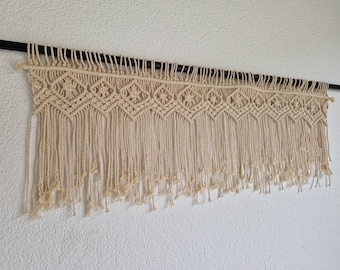 Short Window valance Macrame curtain, cafe curtain, boho window treatment, short valance