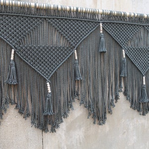 Sage macrame wall hanging, large green headboard, boho wall decor, textile art