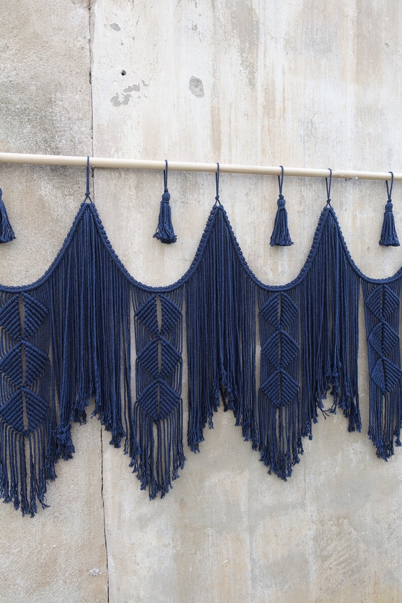 Navy blue Macrame wall hanging macrame headboard Home Decor Etsy