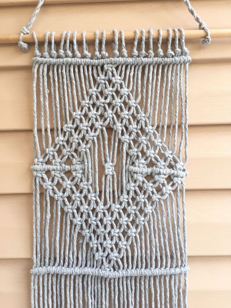 Gray wall decor, macrame wall hanging, woven tapestry, gray home decor, gray wall tapestry image 2