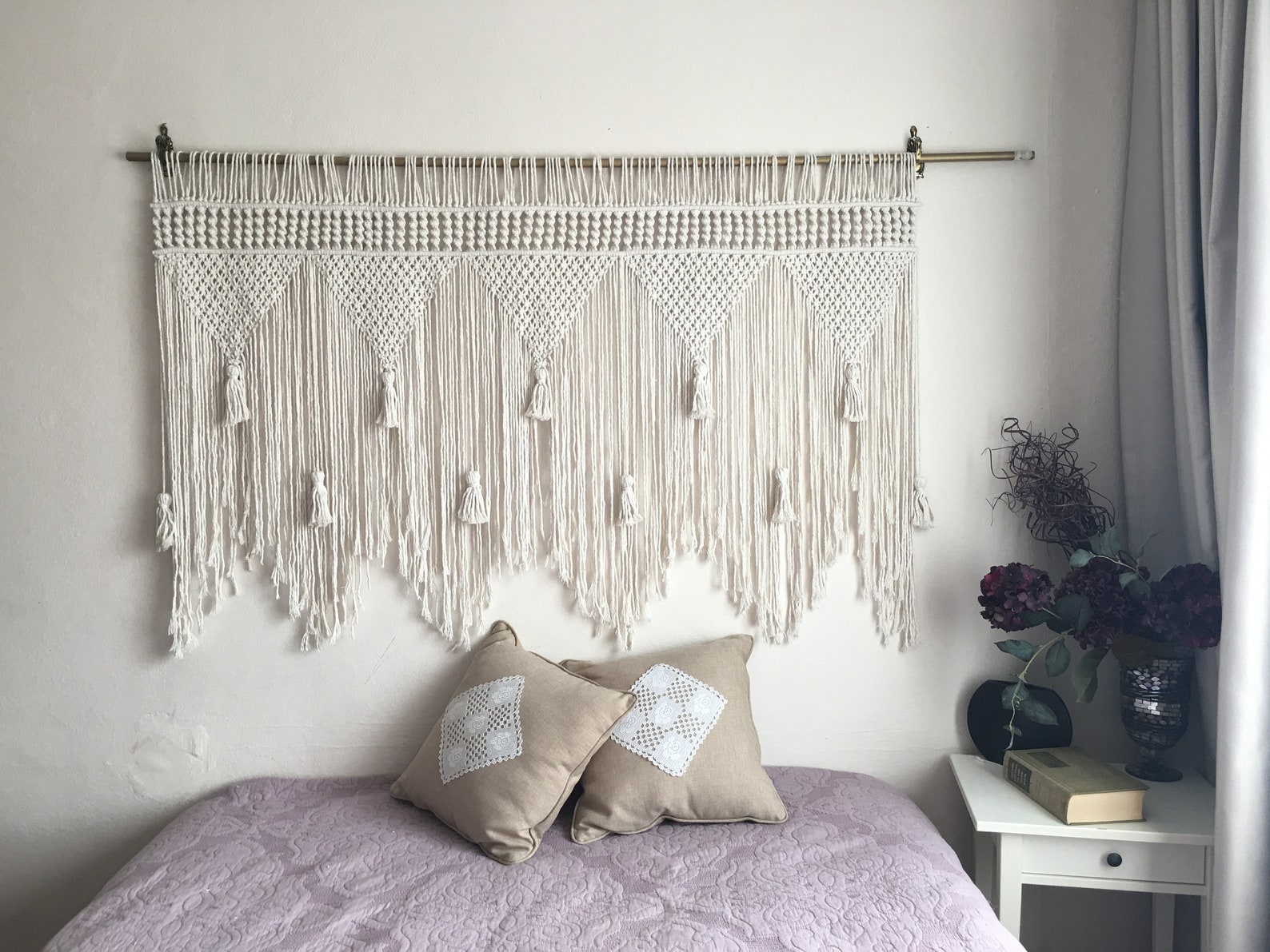 Large Macrame Wall Hanging Headboard Bohemian Home Decor Etsy