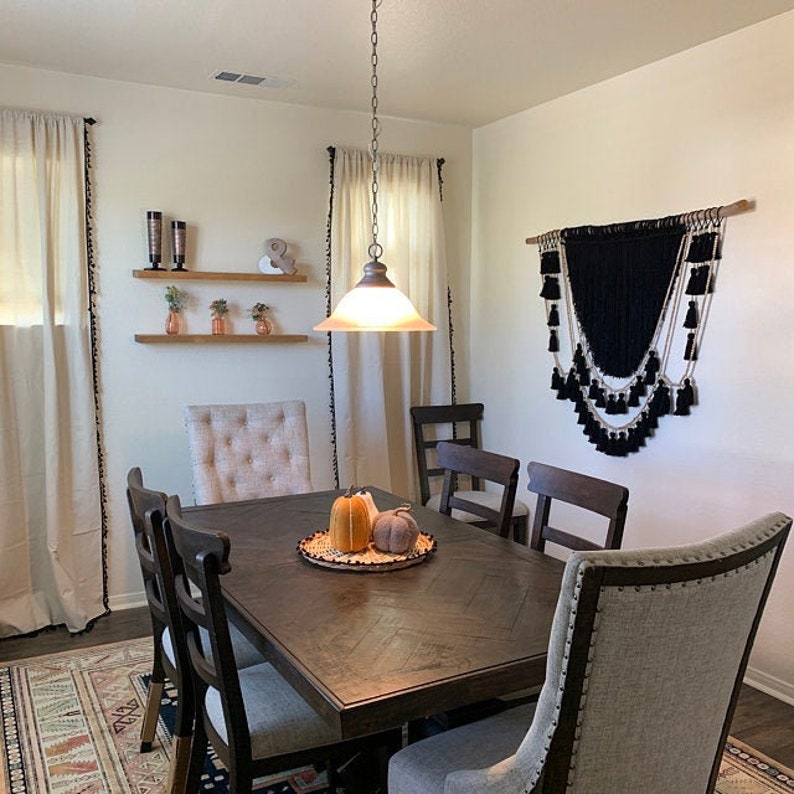 Black Wall Hanging Gothic Home Decor Boho Tassels Garland Etsy