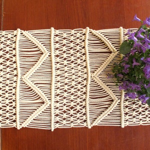 Macrame Table Runner, Kitchen Decor, Handmade Wedding Runner, Rustic Home Decor, Brides Table Decoration image 3