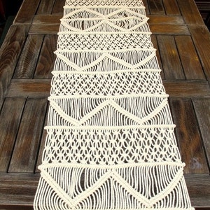 Macrame Table Runner, Kitchen Decor, Handmade Wedding Runner, Rustic Home Decor, Brides Table Decoration image 2