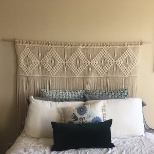 Large Macrame Over bed wall art, bedroom tapestry hanging, Bohemian bedroom wall decor