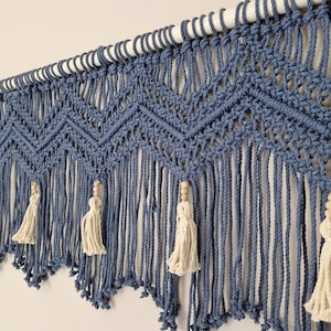Macrame valance, window curtain, two color valance, wall decor