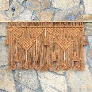 Mustard Macrame Wall Hanging, Boho Headboard, Wall Decor
