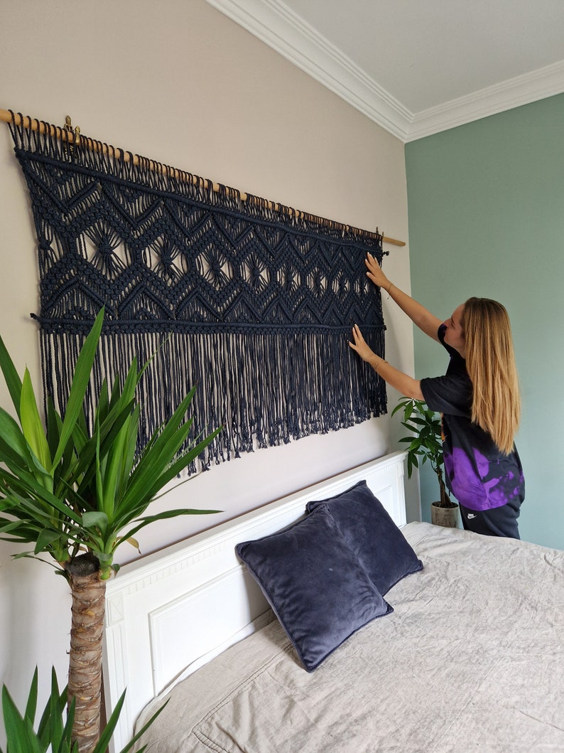 Macrame Wall Hanging Over Bed Art Boho Bedroom Decor King - Etsy