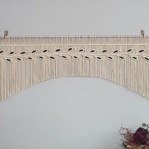 Macrame leaf valance, window curtain custom made special measurements, custom colors