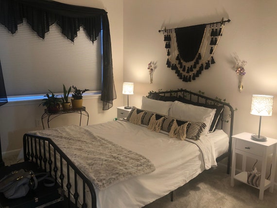 Black Wall Hanging Boho Garland Decoration Macrame Headboard