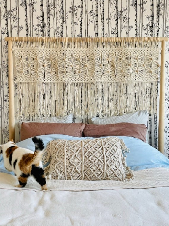 Macrame Headboard for Bedframe Wall Hanging Bedroom Decor Over