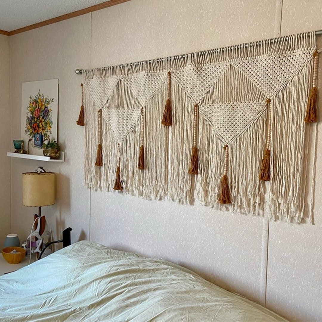 Makramee Wandbehang, Boho Wanddeko, Schlafzimmer Dekoration - .de