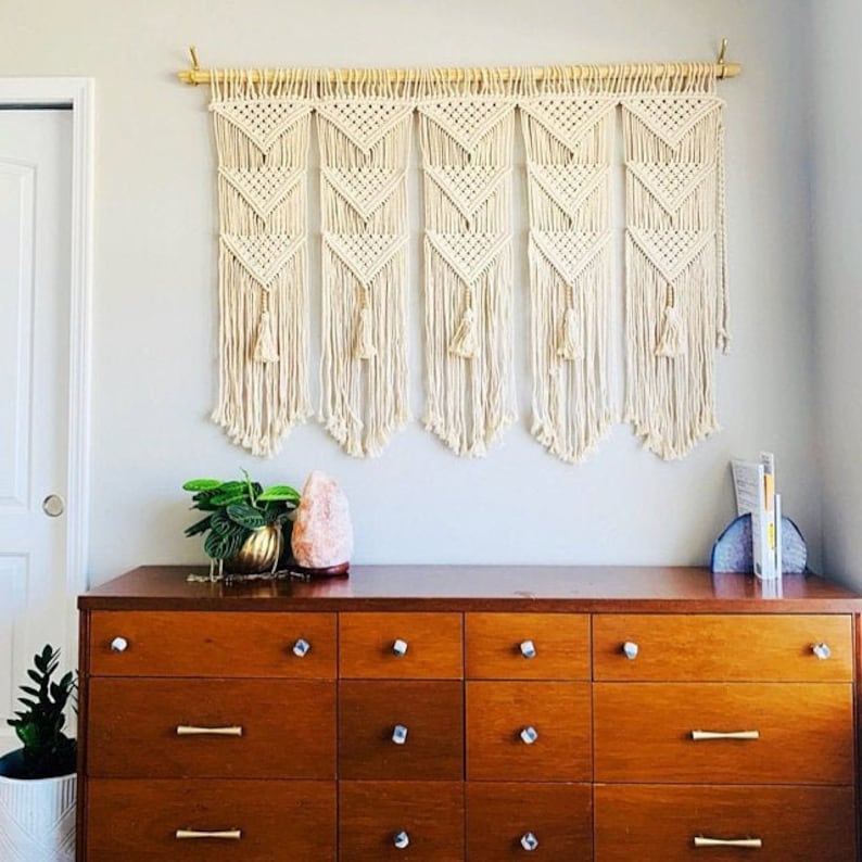 Macrame Headboard White Large Wall Hanging Etsy
