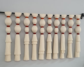 macrame wall hanging, textured wall decor, wrapped rope textile art