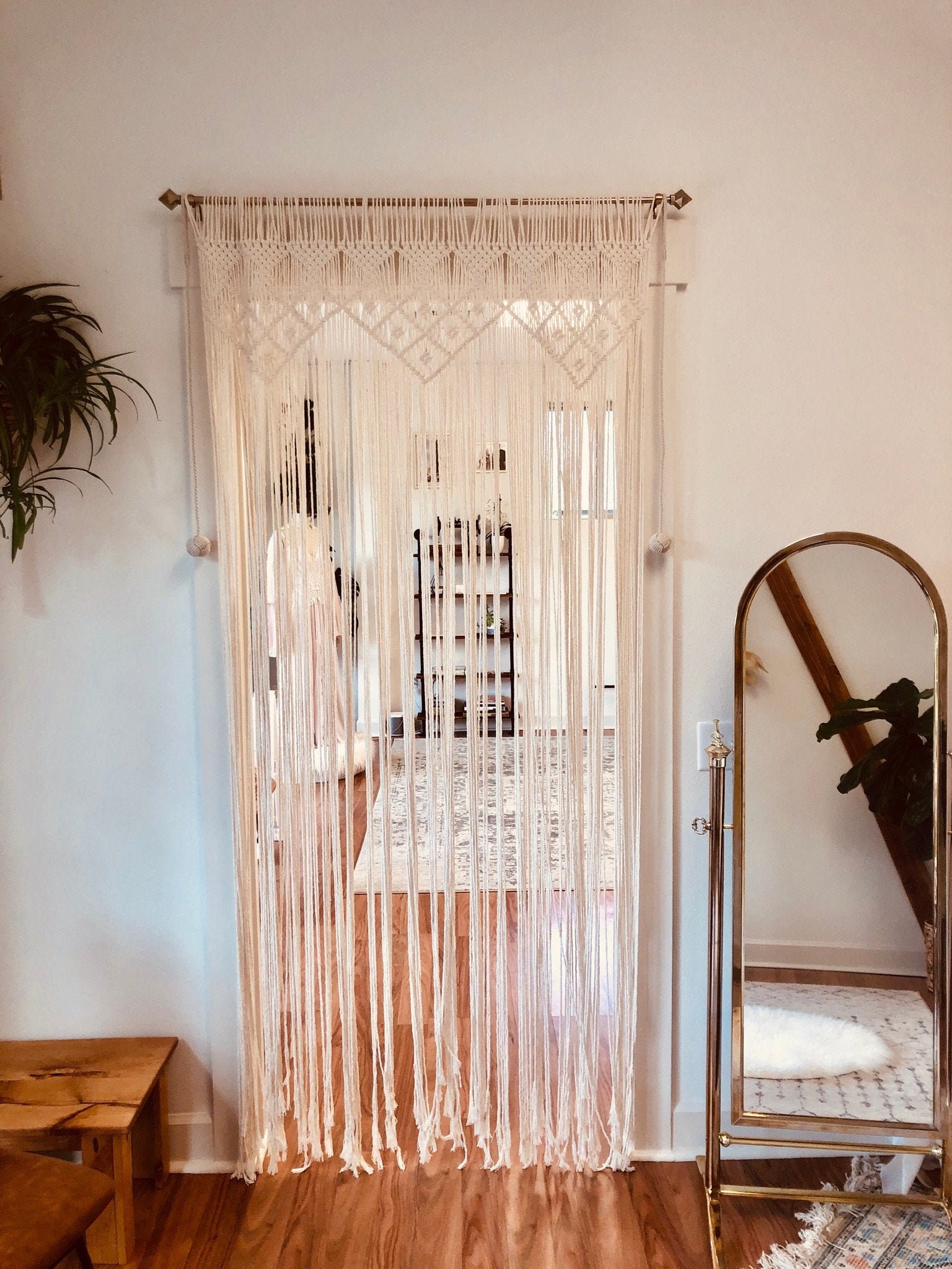 Solid Color Wood Beaded Cord DIY Door Curtain – RusticReach