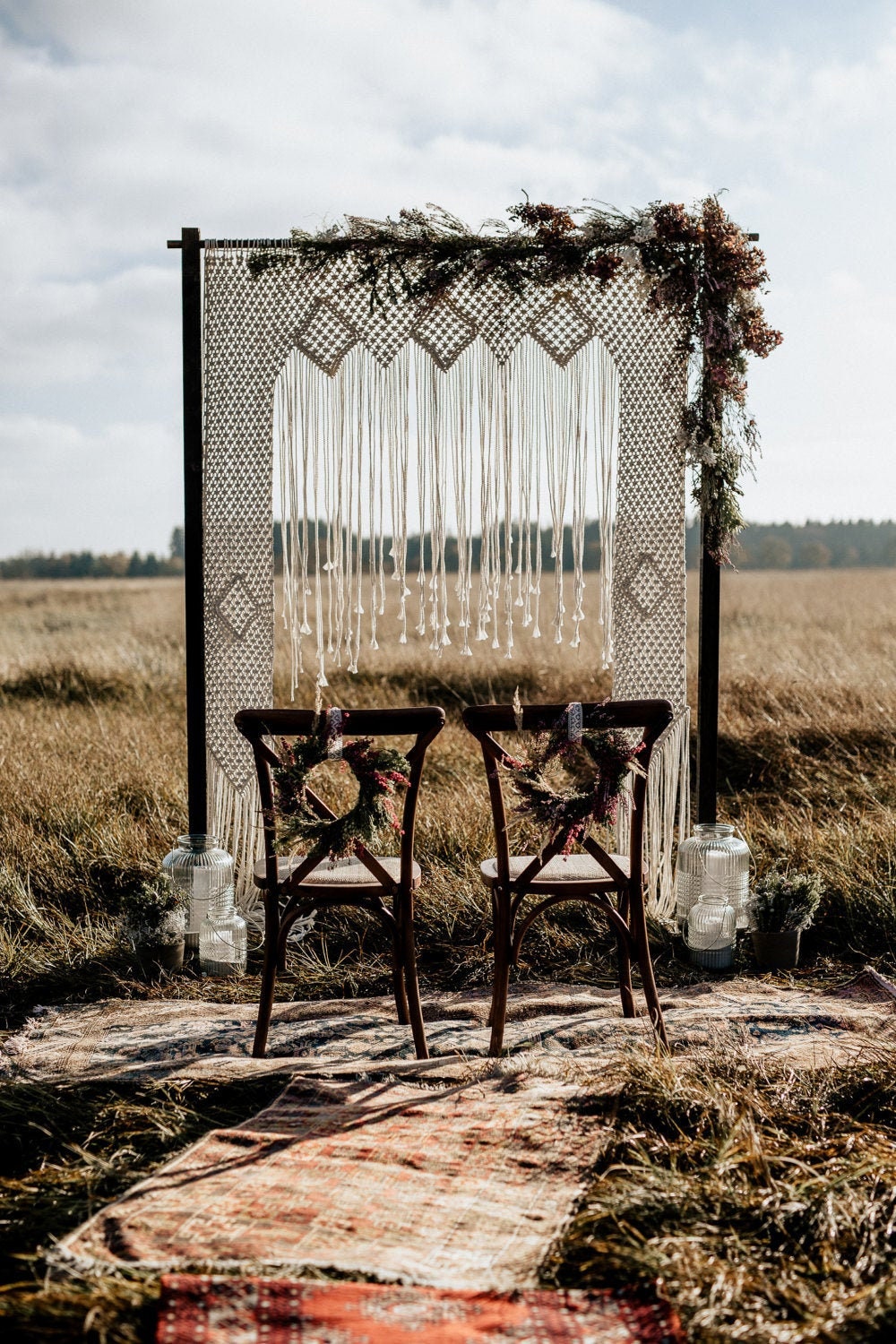 Arc Rustique de Mariage, Décor Toile Fond Mariage Boho Macrame, Wallknot, Noeud Mur