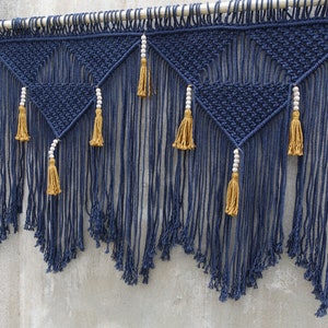 Navy Macrame Wall Hanging, Blue Home Decor - Etsy