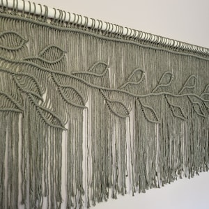 macrame leaf valance, boho wall decor