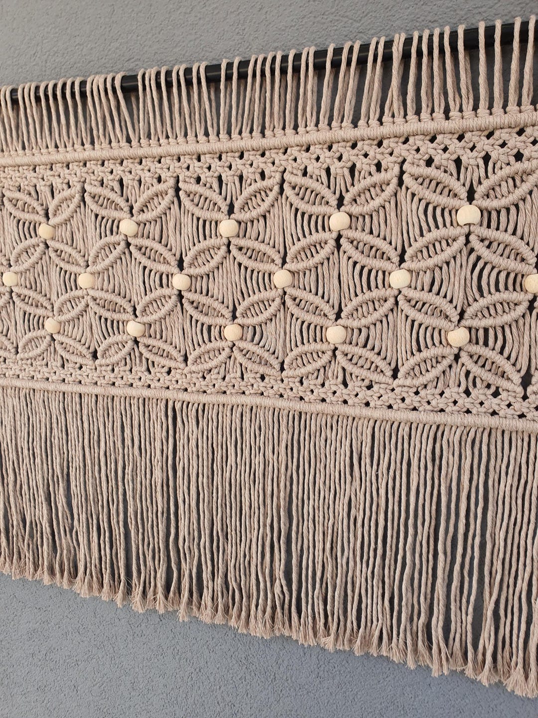 Bead Macrame Valance Boho Window Decor Custom Color Beads and Cords - Etsy