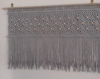 macrame headboard, boho wall hanging with beads