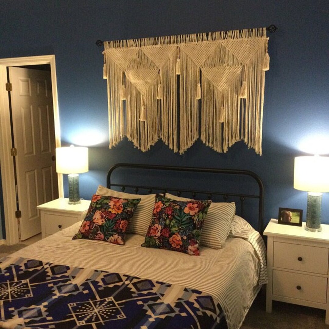 Headboard Macrame Wall Hanging, King Headboard, Wall Tapestry, Valance for Window, Etsy