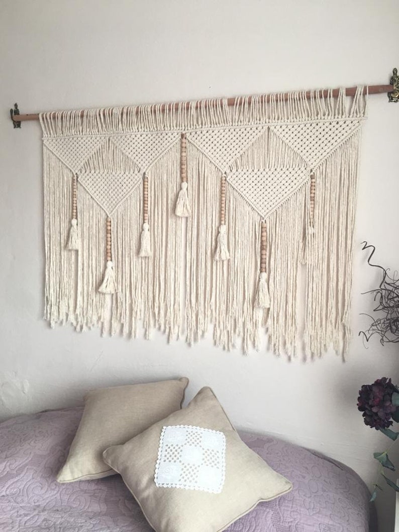 macrame wall hanging large, headboard wall art image 4