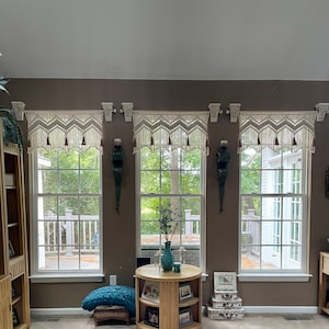 Macrame valances two tone boho window curtain