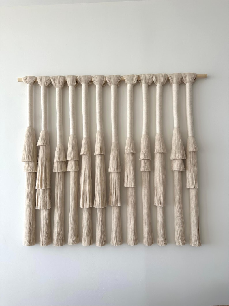 Fibre Wall Art, Boho Wandbehang, neutrales Wohndekor Bild 1