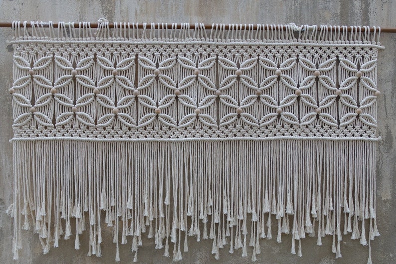 Macrame wall hanging, Bedroom decor, Over bed art, beaded macrame headboard image 9