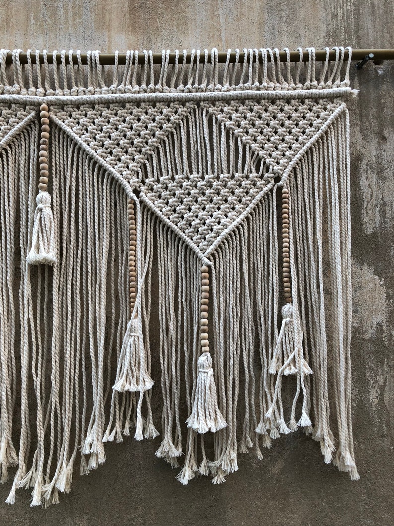 White Macrame Wall Hanging Bohemian Home Decor Etsy