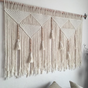 macrame wall hanging large, boho wide wall decor