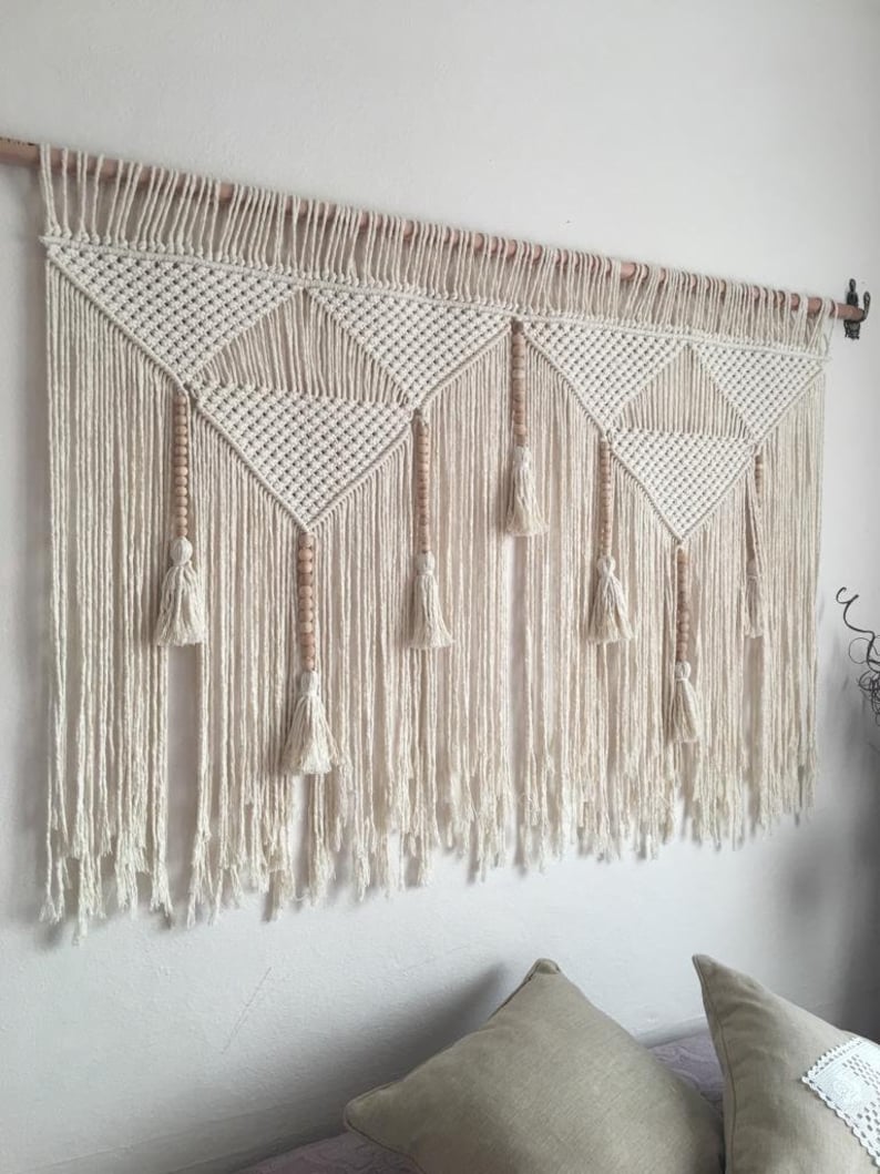 macrame wall hanging large, headboard wall art image 6